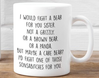 Regalo divertido para hermana, regalos para hermana, taza para hermana, taza de café para hermana, idea de regalo para hermana, regalo de cumpleaños para hermana, mejor taza para hermana, mejor regalo para hermana