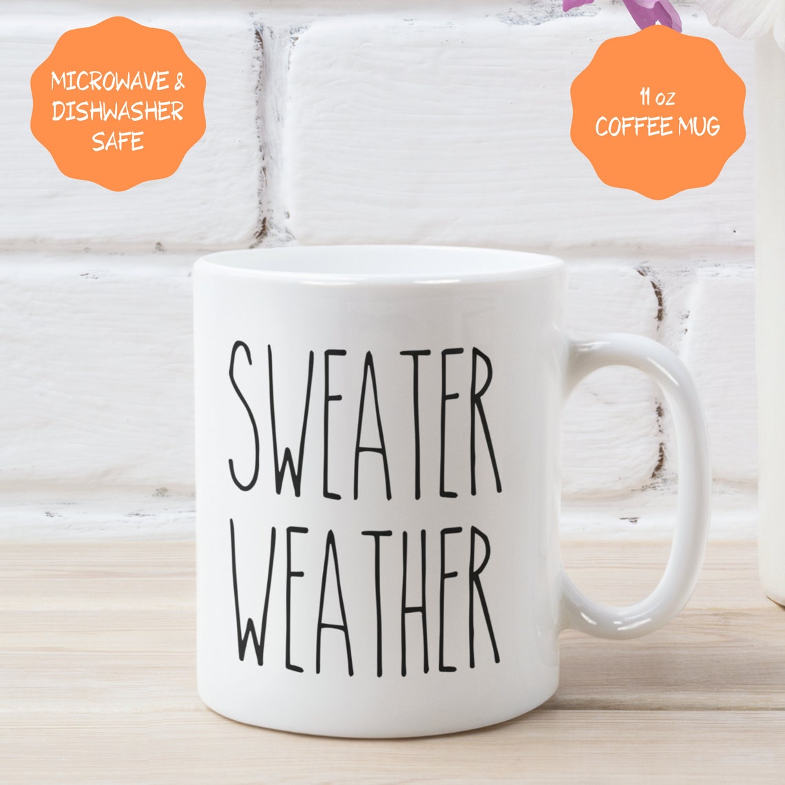 Rae Dunn Inspired Sweater Weather Mug, Thanksgiving Mug, Fall Coffee ...
