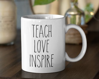 Regalo para profesor, Enseñar amor inspirar, Profesor Ideas de regalo, Regalos para maestro, Regalo para maestro, Profesor Mug, Maestro Taza de café, Profesor