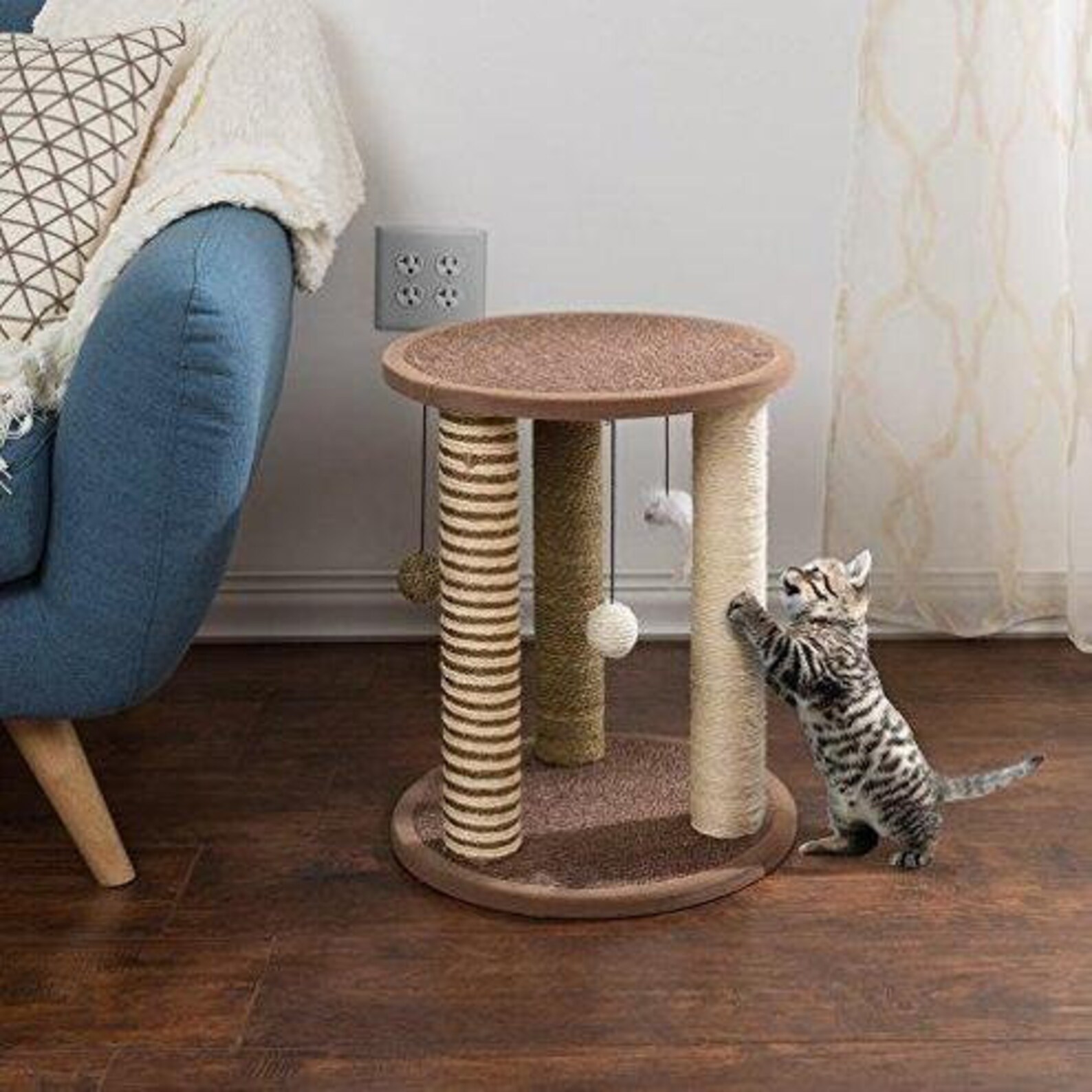 Cat Scratching Post Tower With 3 Scratcher Posts Carpeted Etsy