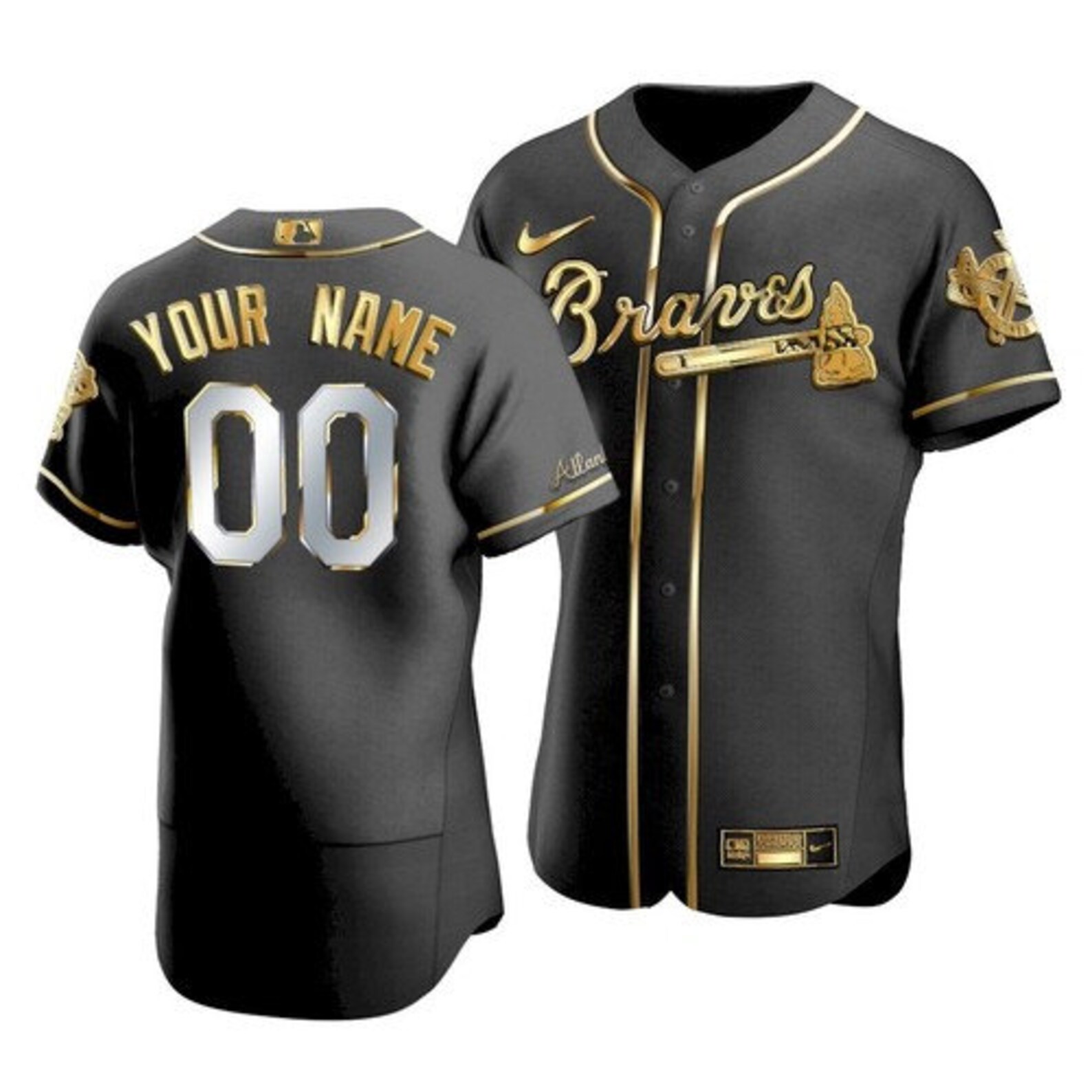 Atlanta Braves Custom Black 2021 Golden Edition Player Jersey Etsy