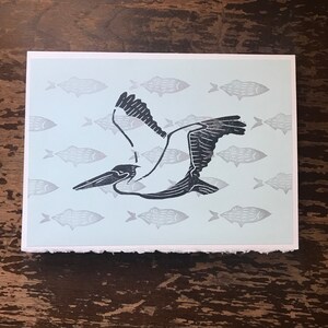 Timbre pélican sculpté à la main - Carte