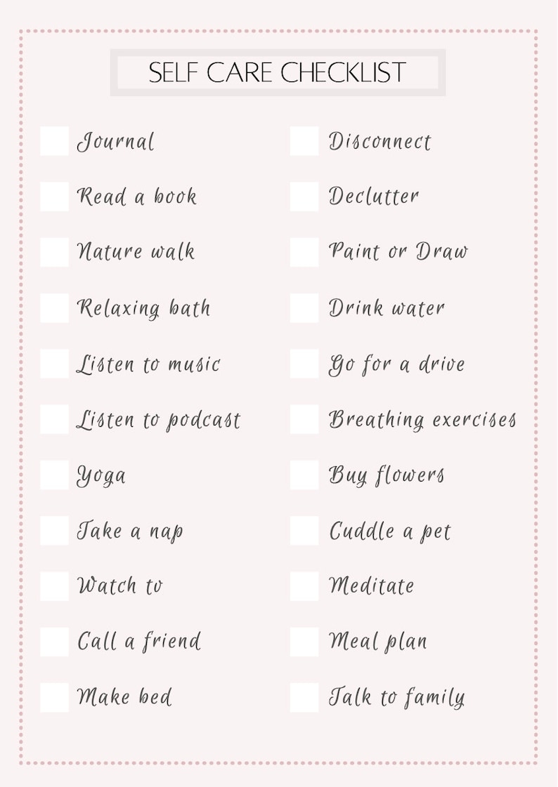 Self Care Checklist Self Care Printable Template A4 | Etsy