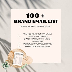 100+ Brand Email List for Influencers and Content Creators, Brand Contact List for Lifestyle & Beauty Bloggers, Tiktokers, Micro-influencers