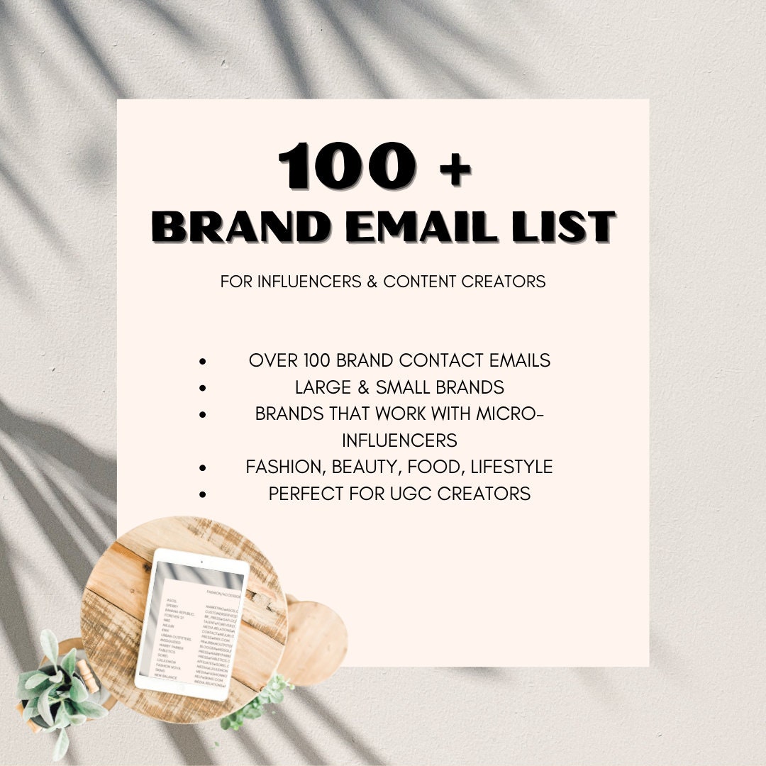 100 Brand Email List for Influencers and Content Creators Brand