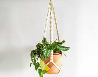 macrame plant hanger with no tassel for hanging plants, pot holder for indoor garder, boho planter, hanging garden decor, plant lover gift