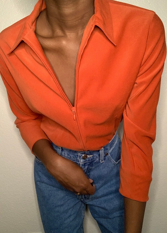 vintage pumpkin collared shirt