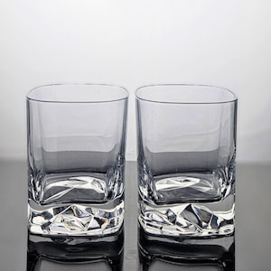 Set of 2 Luigi Bormioli On The Rocks Double Old Fashioned Glasses - Scotch Glass - Unique Design - Whiskey Glass - Bourbon