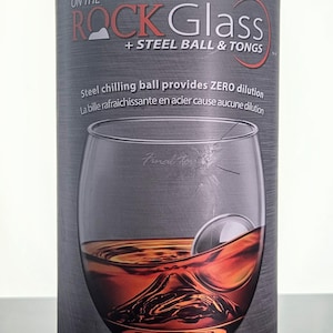 Final Touch On The Rock Glass + Stainless Steel Ball & Tongs - Whiskey Glass - Bourbon - Cocktail Glass - Scotch Glass - Gift for Him