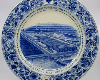 Delfts Blauw Bord ‘Nehim-Hemsing’ (Plateelbakkerij RAM)