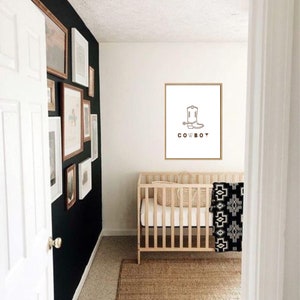 Cowboy Boot Western Print in Brown | Modern Nursery | Kids Play Room | Minimalistic Neutral Baby | Digital Artwork