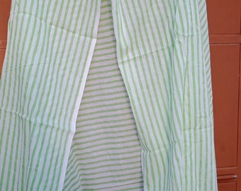 Hand block printed cotton voile Sarong, scarf, pareo, wrap, beach body wrap, lemon green strip sarong,