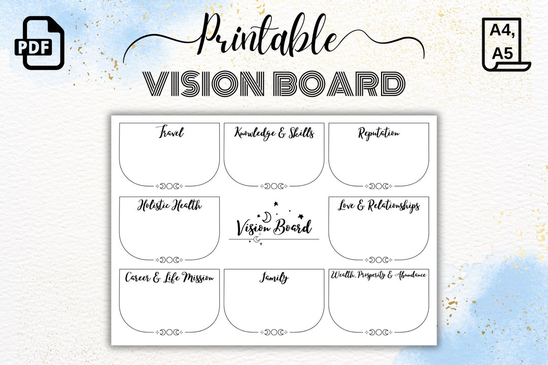 Manifestation Vision Board Template, Vision and Goal Journal Template ...