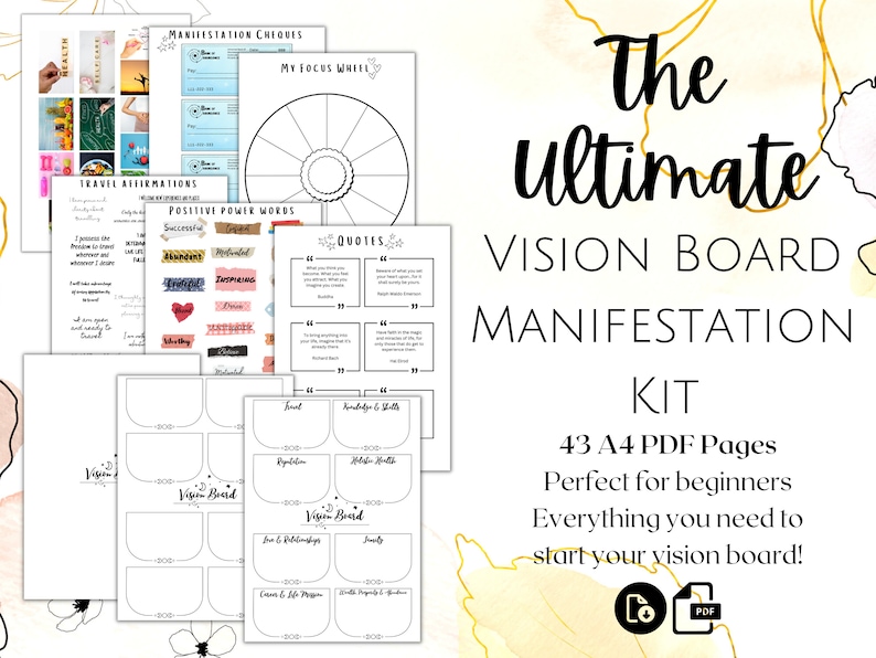 Ultimate Printable 2024 Vision Board Kit, Starter Kit, Manifestation