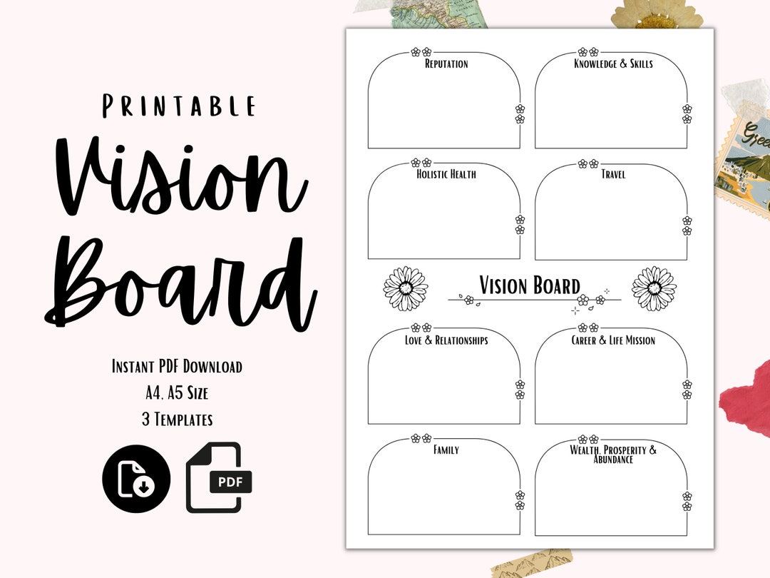 Printable Vision Board Template: Dream & Goal Planner (PDF Download) - Etsy