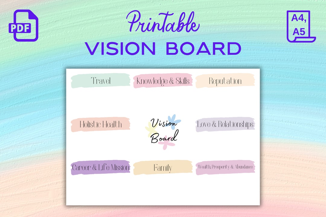 Manifestation Vision Board Template, Vision and Goal Journal Template ...