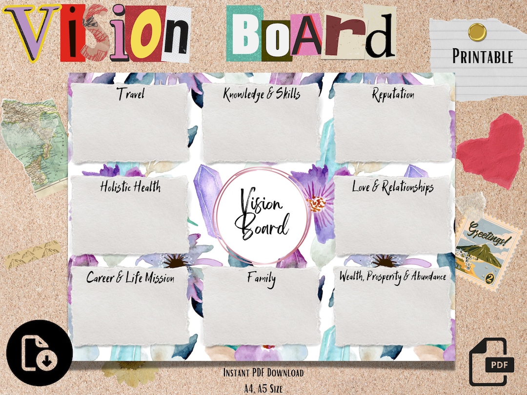 Manifestation Vision Board Template Vision and Goal Journal Etsy Manifestation Vision Board Template Vision and Goal Journal Etsy