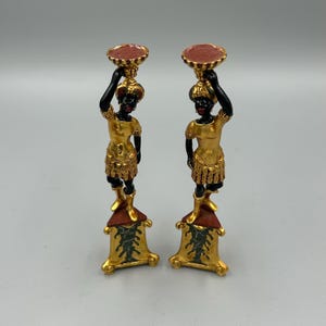 Puppenhaus Miniatur 1:12 John Hodgson UK IGMA Artisan Paar Blackamoor Torchieres Vintage Puppenhaus Zubehör