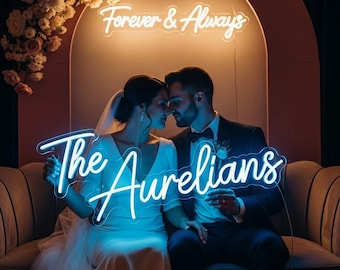 Benutzerdefinierte Hochzeit Neon Leuchtreklame, Nachname Dekor, Mr & Mrs Zeichen, Licht