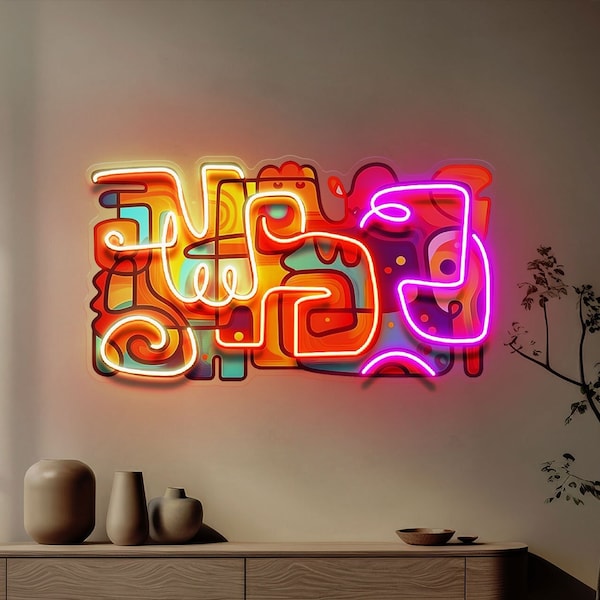 Customizable Picasso Style Neon Sign, Colorful Abstract LED Wall Art