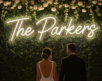 Benutzerdefinierte Hochzeit Leuchtreklame, personalisierte Familienname Neon Dekor