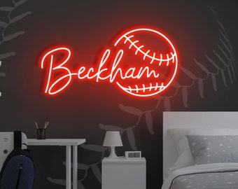 Custom Baseball Neon Name Sign, Kids Room Decor