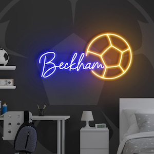 Soccer Name Neon Sign, Nursery Decor, Personalized Neon Sign Personalized Name Neon Sign, Neon Name Sign, Kids Name Sign, Soccer Gift