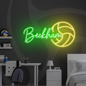 Volleyball Name Neon Sign, Nursery Decor, Personalized Neon Sign, Volley Ball Gift, Personalized Name Sign, Neon Name Sign, Kids Name Sign