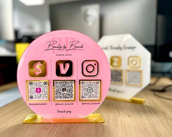 Custom QR Code Sign, Personalized QR Sign, Payment Method Sign, Shop Decor, Business Social Media Sign, Gratuity Sign, Custom Logo Sign