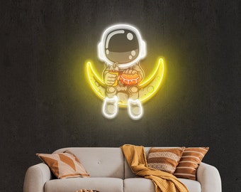Custom Neon Sign Acrylic ArtWork, Astronauta Hamburger Neon Sign, Neon Sign Bedroom, Neon Sign Custom