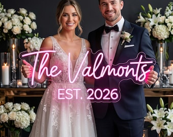 Custom Wedding Neon Sign, LED Wedding Sign with free dimmer, Battery Operated Neon Sign, Last Name Neon Sign