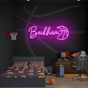 Custom basketball neon sign, personalized basketball neon sign, basketball player gifts, basketball room decor, Basketball Sign