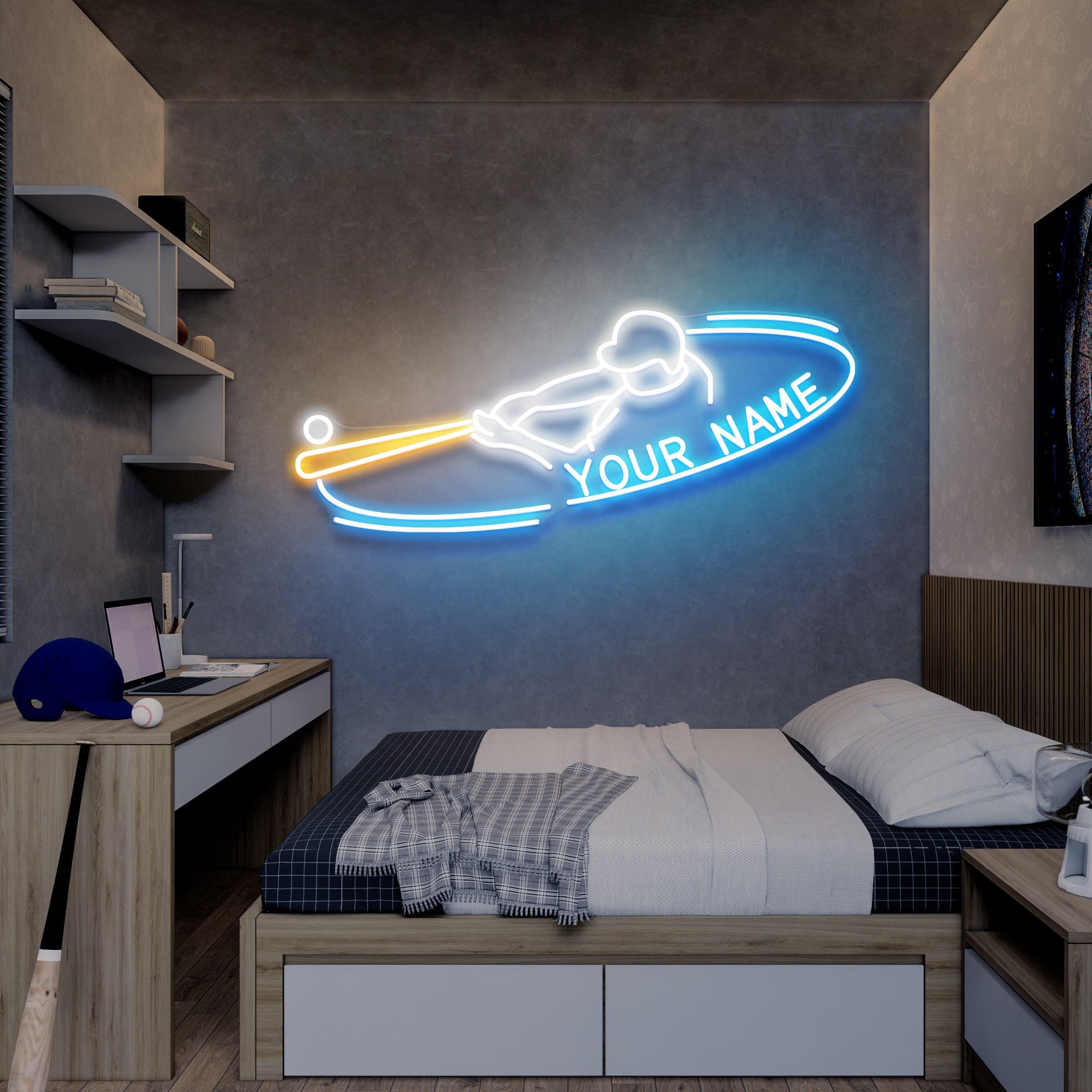 Custom baseball neon sign, personalized baseball neon sign, baseball player gifts, baseball room decor, baseball Sign