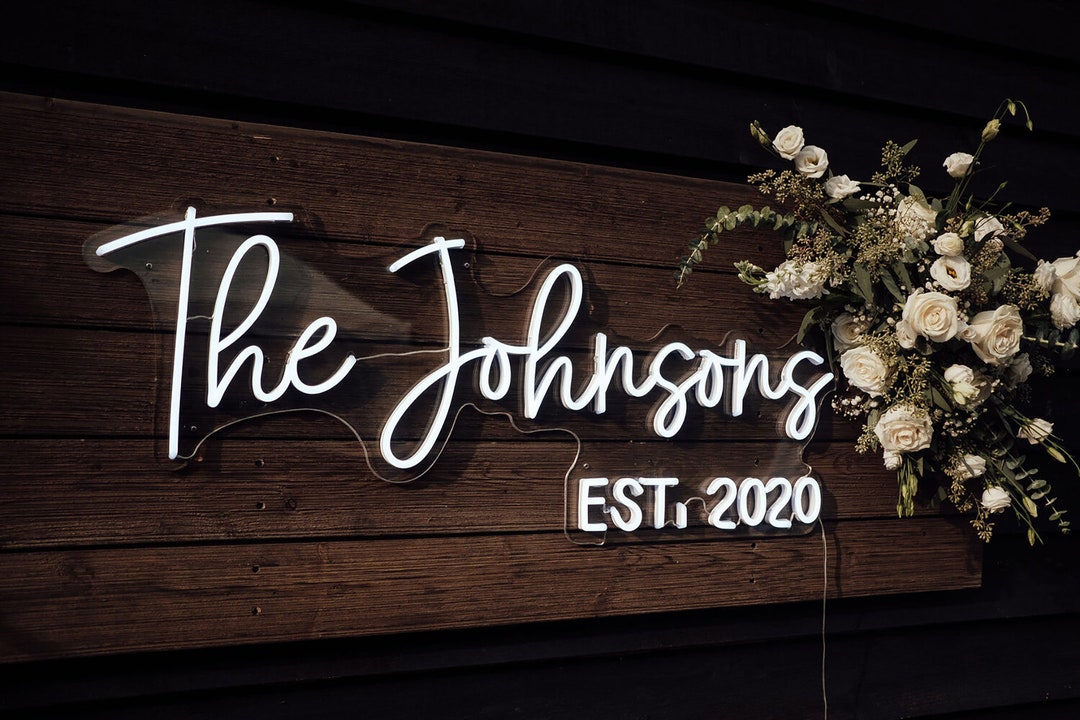 Wedding NEON SIGN With EST Year for Reception Wedding Decorations