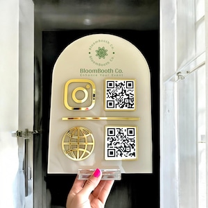 Custom Logo Sign |  Multi QR code Business Social Media Sign | Instagram , Facebook , Web Social Media Sign | Beauty QR code Sign