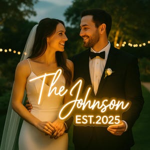 Custom Wedding NEON SIGN with EST for reception | Wedding name sign Decorations | Wedding Decor | Wedding Gifts | Neon Sign Wedding Light