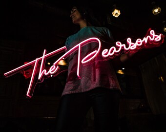 Personalized Last Name LED Neon Wedding Sign, Custom Name Light