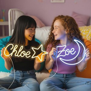 Gepersonaliseerde neonreclame kinderkamer, kinderkamerdecoratie, ledverlichting slaapkamerdecoratie, kerstcadeaus