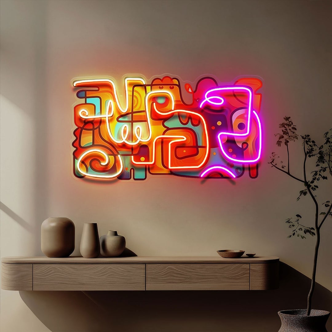 Neon Sign Art Customizable Picasso Style Neon Sign, Colorful Abstract LED Wall Art - Etsy