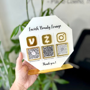 Custom Acrylic QR Code Business Sign, Social Media & Payment