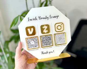 Custom Acrylic QR Code Business Sign, Social Media & Payment