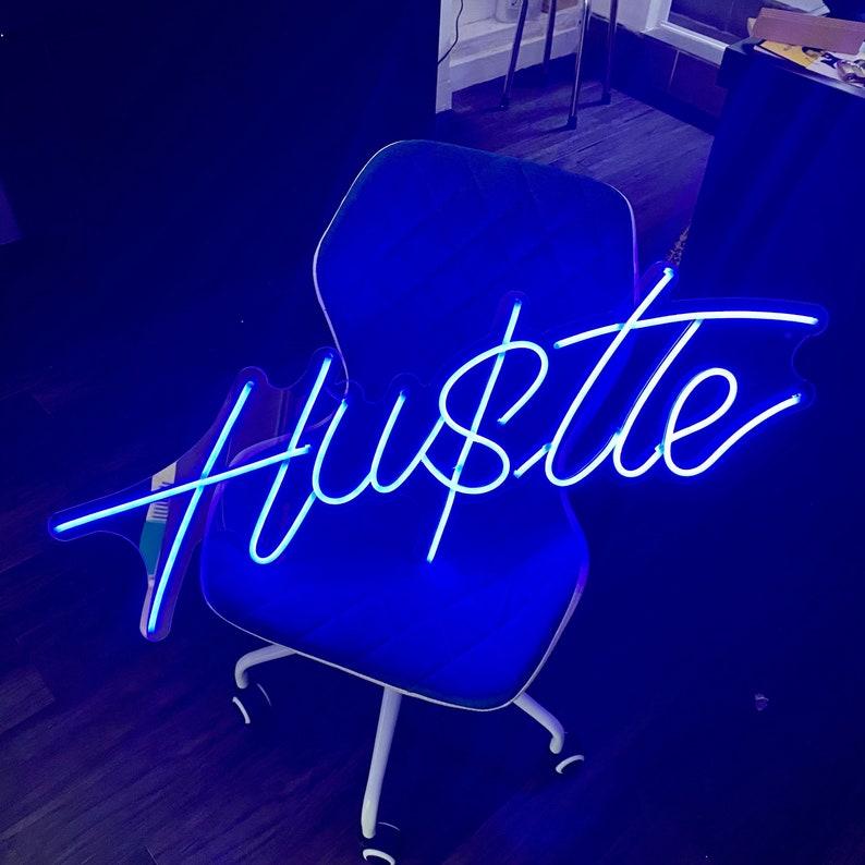 Custom 'hustle' LED Neon Sign – Personalized Wall Decor - Etsy