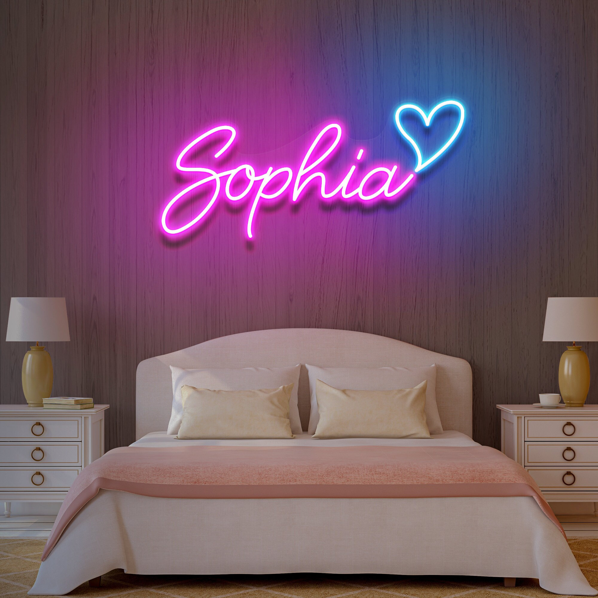 Neon sign 2024 above bed
