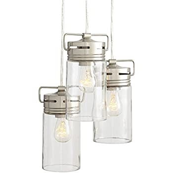 Allen & Roth valleymede 7.7-in Brushed Nickel Multi-pendant Large W/ Clear Glass for sale  