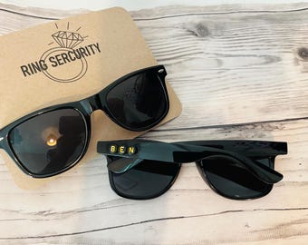 Personalised children’s sunglasses/page boy, groomsman, ring security.