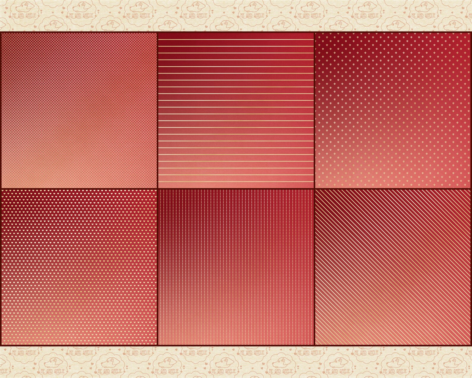 Red Ombre & Gold Foil Digital Papers Red and Gold Background Etsy