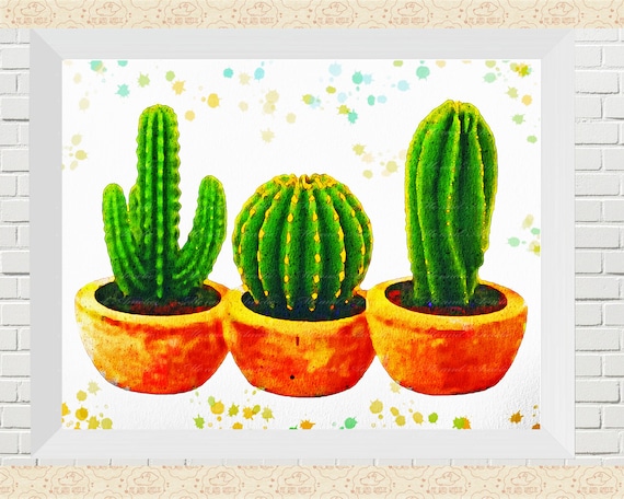 Watercolor Cactus Art Print | Rustic Farmhouse Decor (Digital Download)