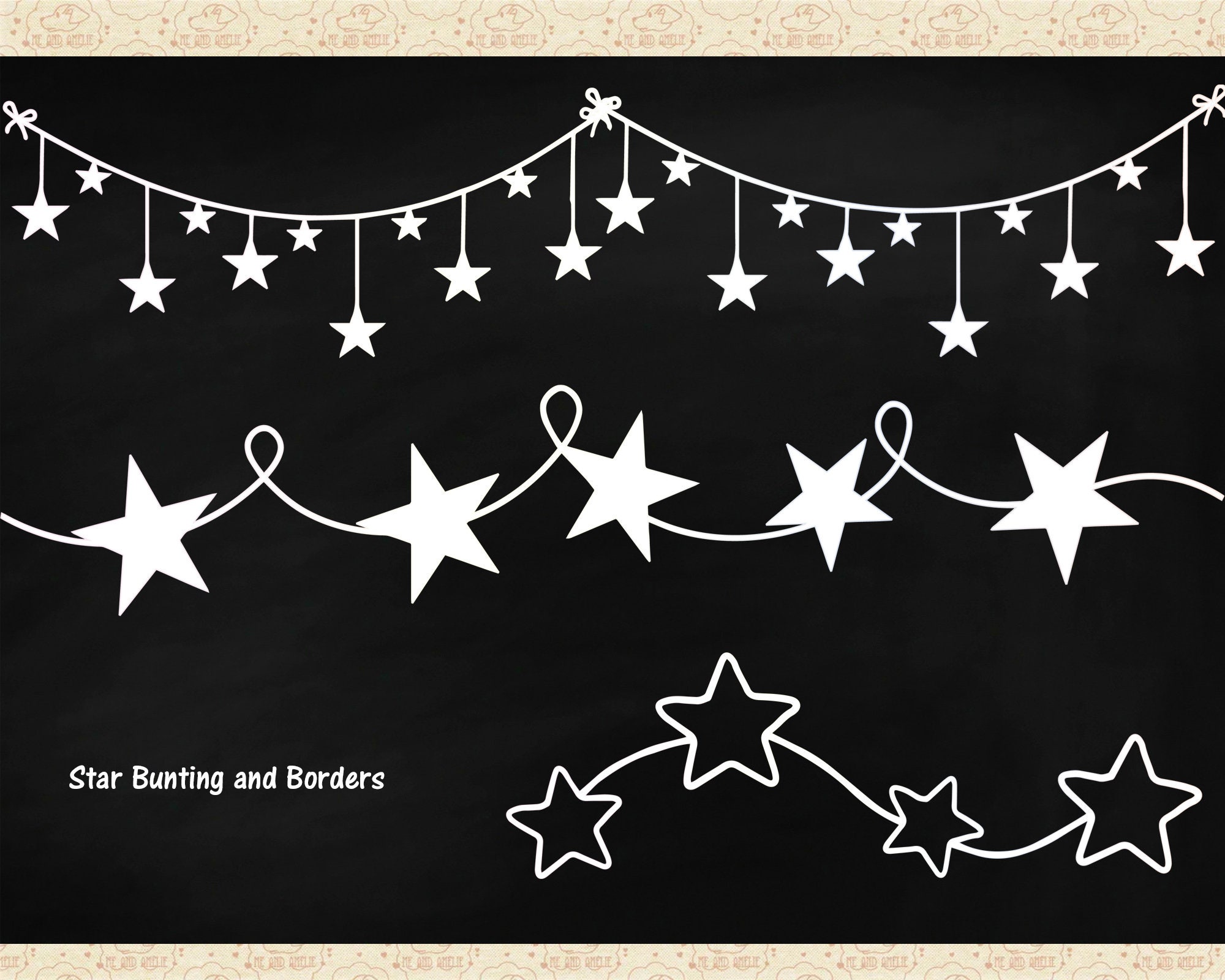 Chalkboard Stars Clipart Chalk Star Bunting Chalk Star Etsy