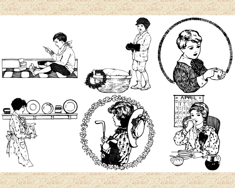 Op de afbeelding: Zwart-wit illustraties van mensen in verschillende sc&egrave;nes. E&eacute;n illustratie toont een persoon die op een bank zit, een andere toont een persoon die een kopje vasthoudt en een andere toont een persoon die een kalender vasthoudt.