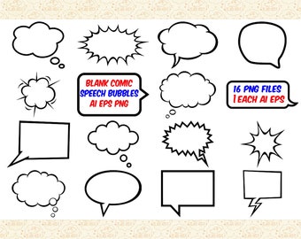 SALE, Special Price, Only 99 Cents, Superhero Comic Speech Bubbles Outlines AI EPS (NoSVG) and PnG Files, Comic Hero, Onomatopoeia